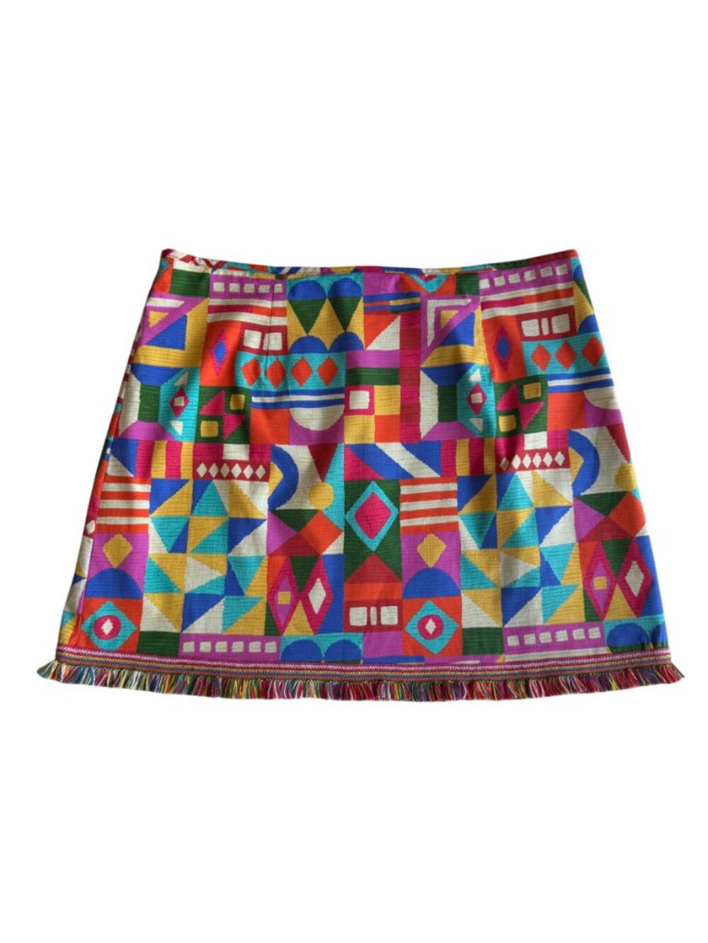 Antonio Melani Colorful Geometric Patterned Mini Skirt Sz 14 Lined Resort Summer